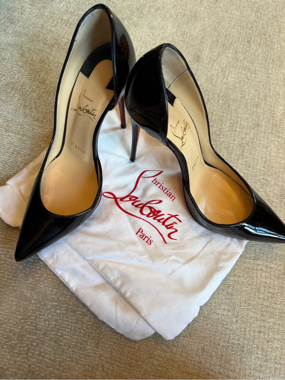 Christian Louboutin Black Patent Pointed Stiletto Pumps